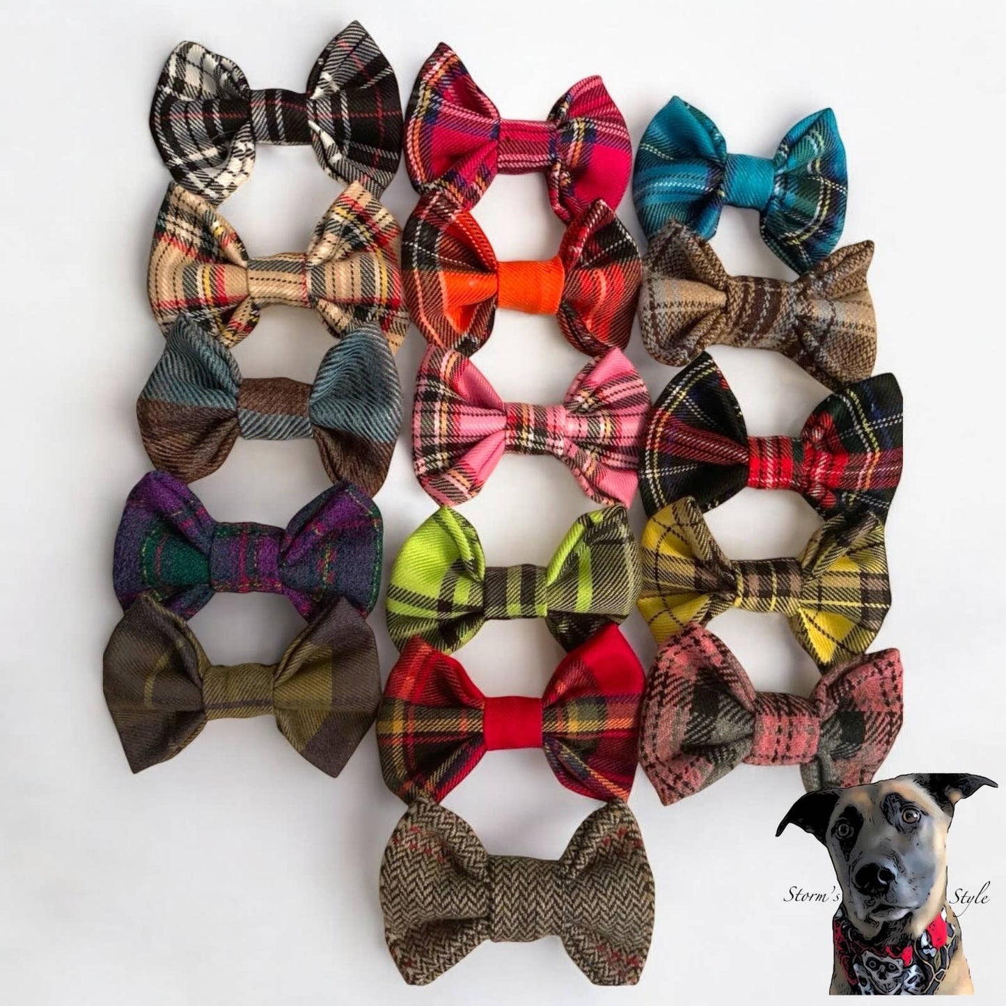 Storms Style - Dog Tartan Bow Tie Bundle -2 sizes of bow tie available