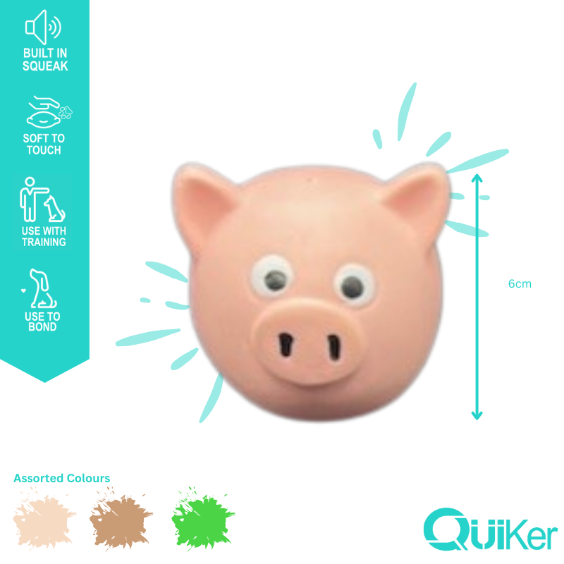 Quiker Pet Products - 6cm -Super Cute Latex Animal Head Dog Toy