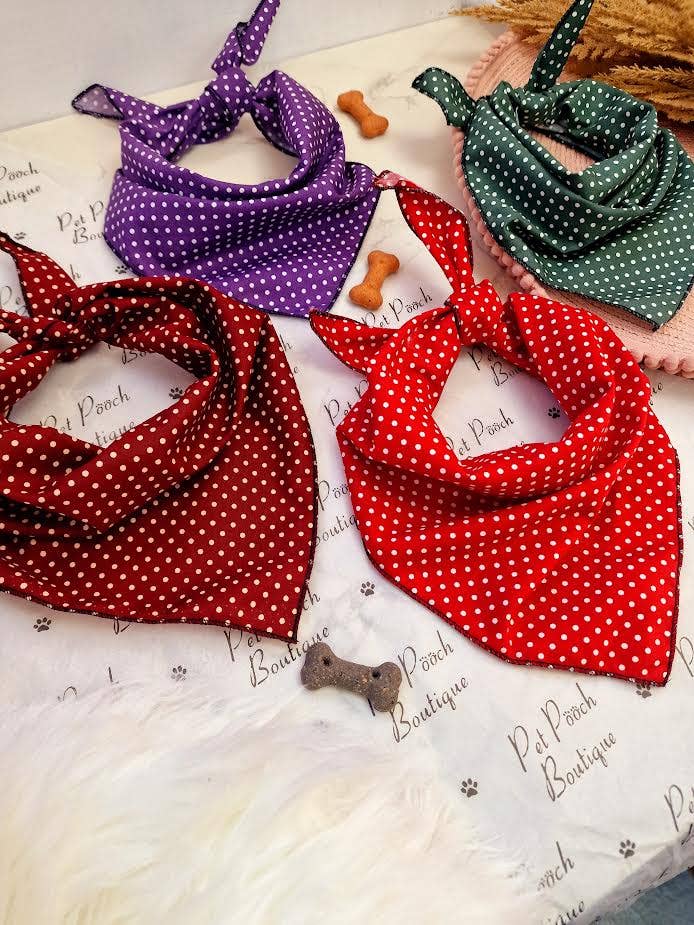 Pet Pooch Boutique - Antique Green Polka Dot Dog Bandana (classic) - Handmade