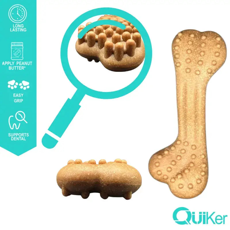 Quiker Pet Products - 17cm Bamboo & Nylon Dental Dog Chew/Toy Bone