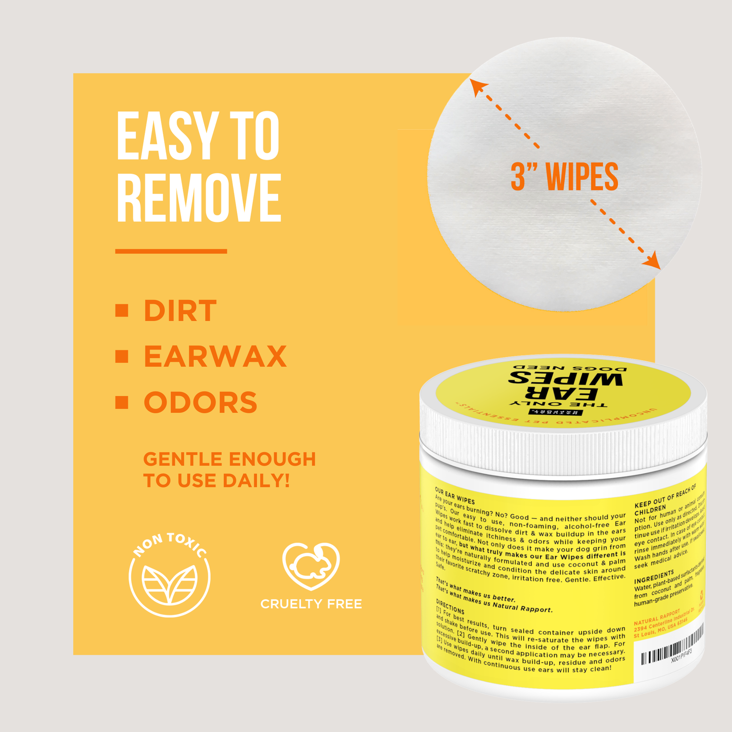 Natural Rapport - The Only Ear Wipes Dogs Need