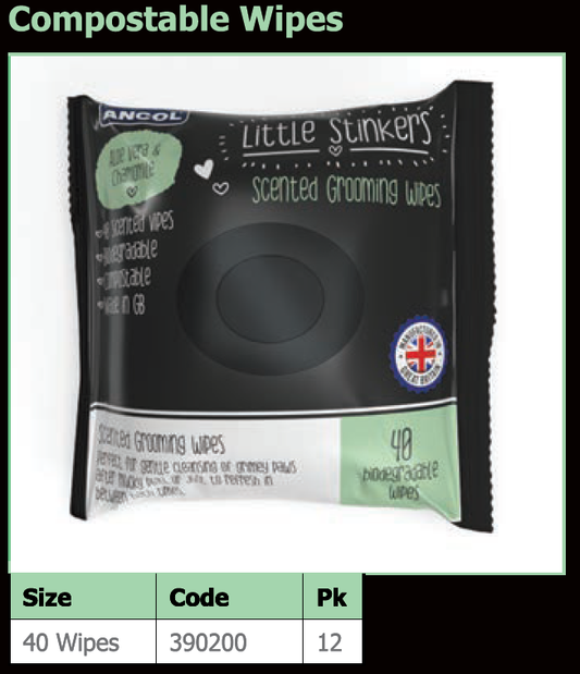 Ancol Pet Products Ltd - 40pk Compostable Scented Grooming Wipes for Dogs
