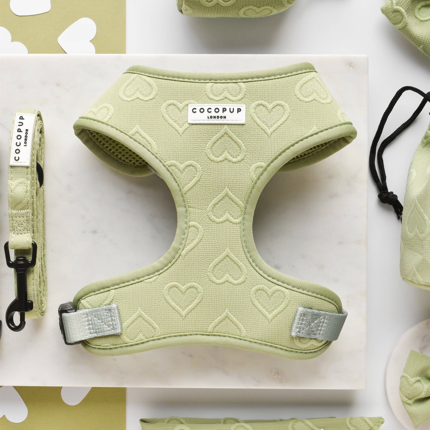 Cocopup London - Luxe Adjustable Neck Harness - Sage Heart
