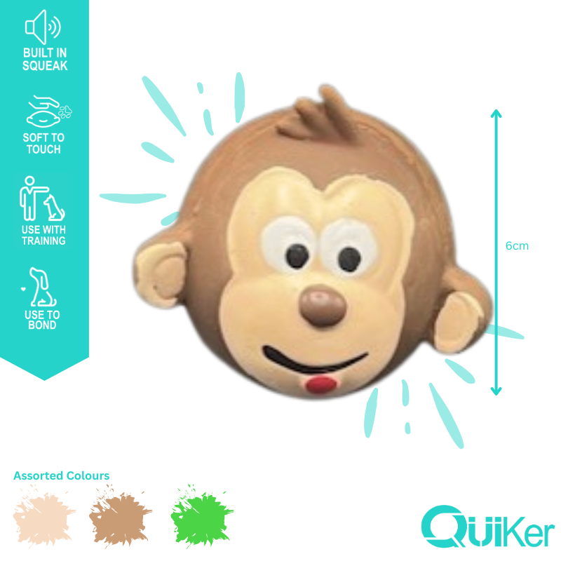 Quiker Pet Products - 6cm -Super Cute Latex Animal Head Dog Toy