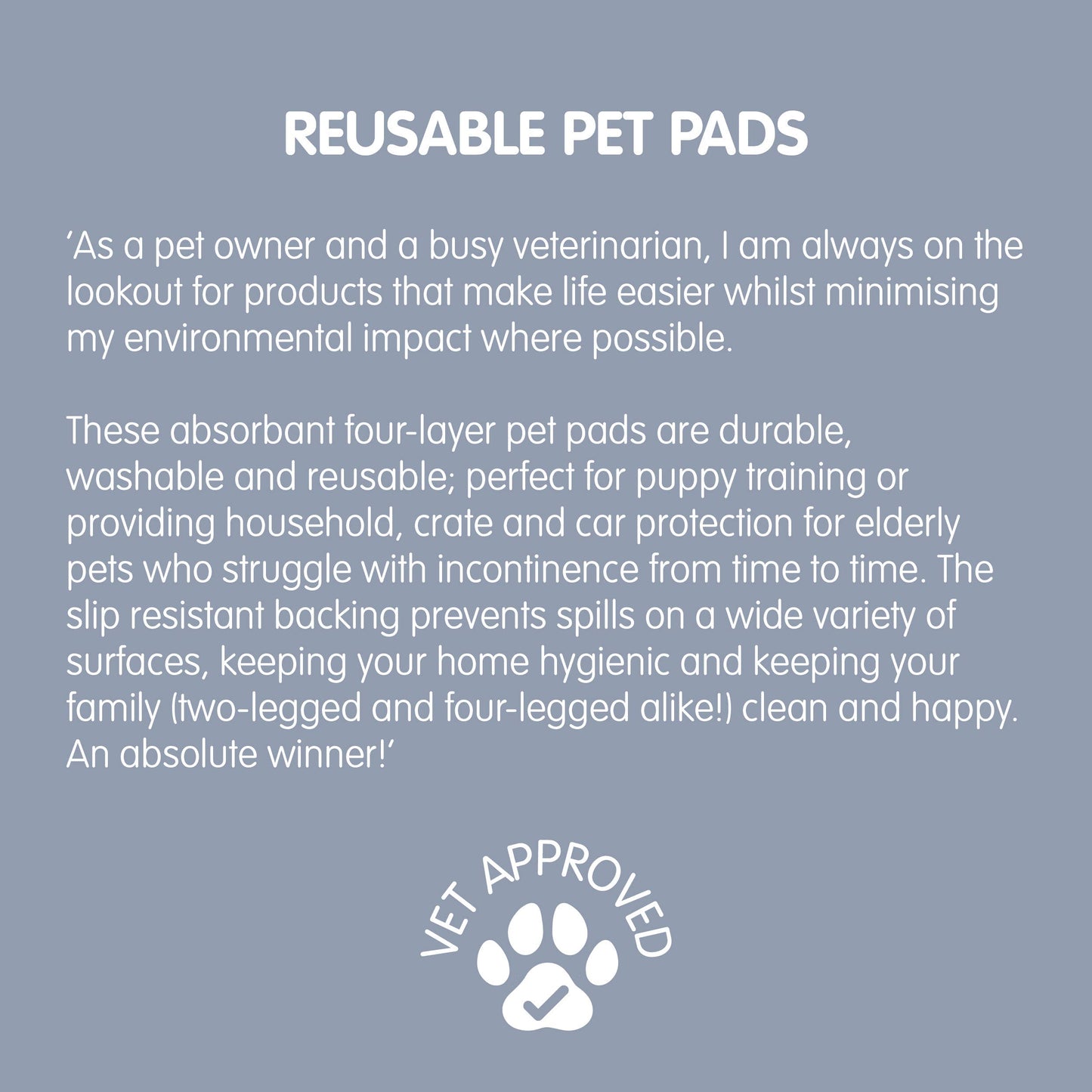 Pet Wiz - Two Pack of Reusable, Washable, Pet Pads in Grey