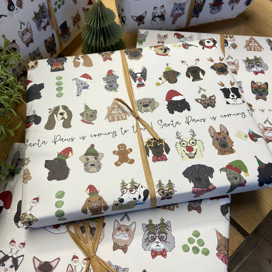 Dandelion Stationery - Gift Wrap - Santa Paws - Dogs