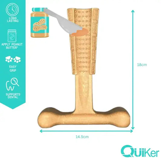 Quiker Pet Products - 7" (18cm) Bamboo & Nylon Dog Chew/Toy T-Bone