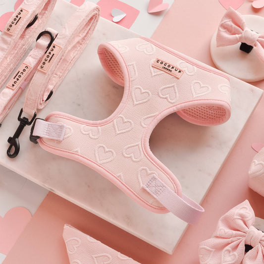Cocopup London - Luxe Adjustable Neck Harness - Baby Pink Heart