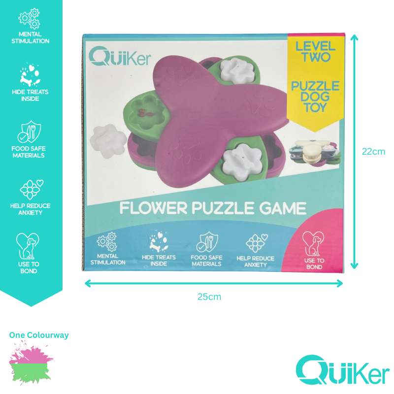 Quiker Pet Products - Flower Puzzle Toy - Dog Toy - Brain Training