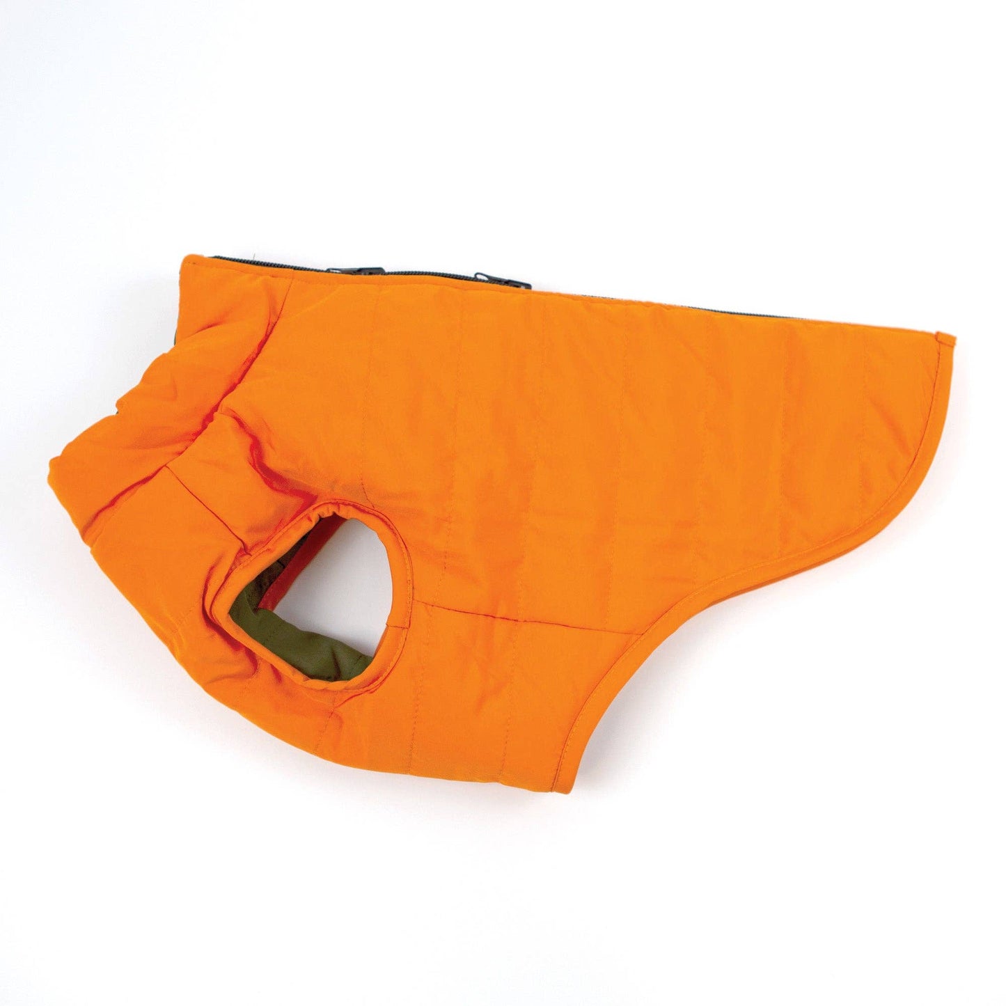 Victory Pet Products Ltd - Reversible Puffer Dog Coat - Khaki / Orange