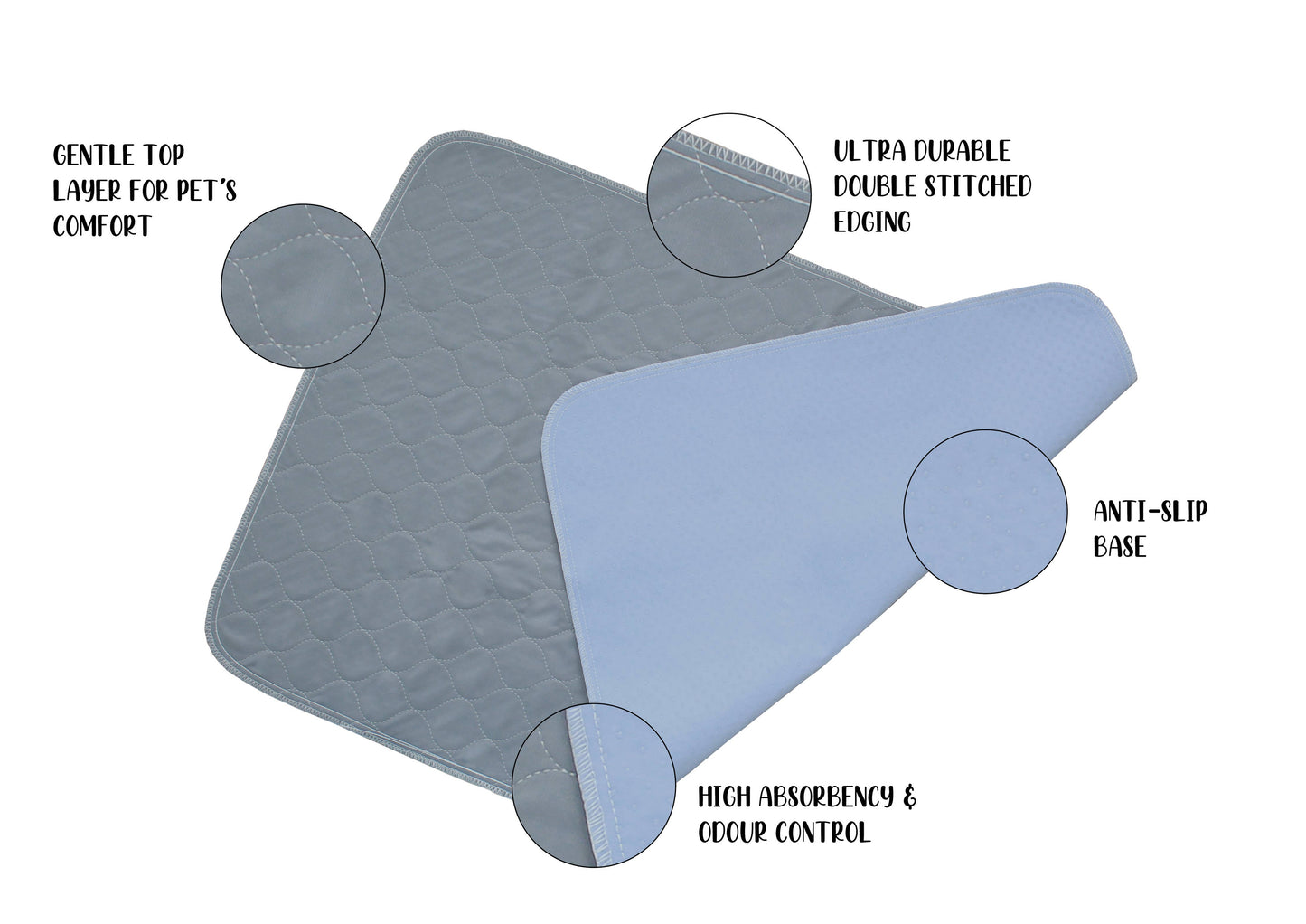 Pet Wiz - Two Pack of Reusable, Washable, Pet Pads in Grey