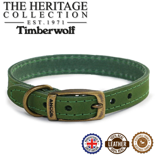 Ancol Pet Products Ltd - Timberwolf Leather Collar Green