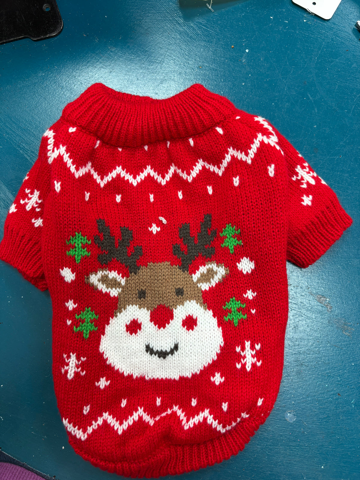 Red Reindeer Face Christmas Jumper