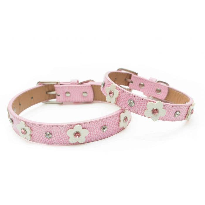 PetLondon - Daisy Rivet Dog Collar Pink Floral