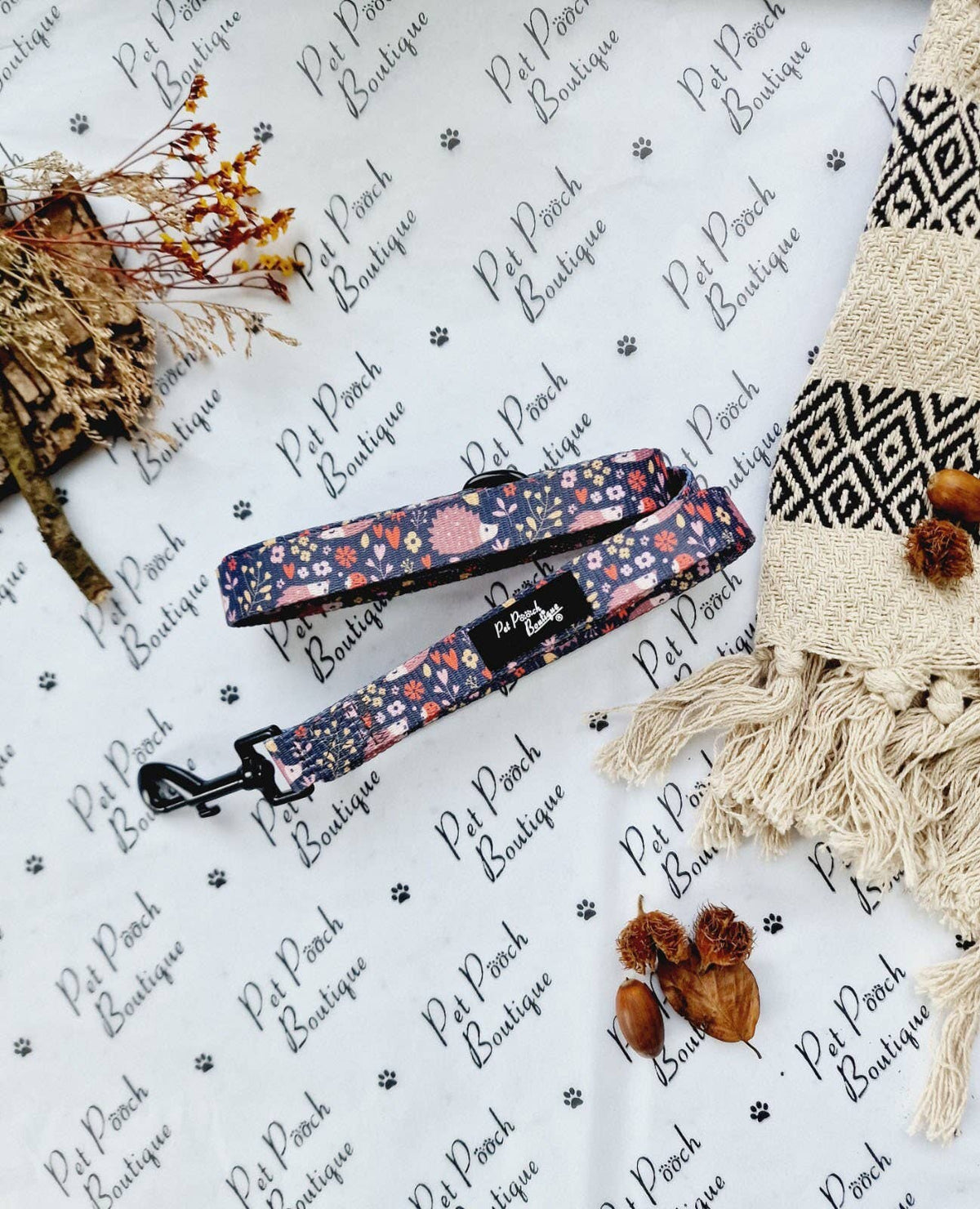 Pet Pooch Boutique - Woodland Hedgehog Dog Lead (autumn/animals)