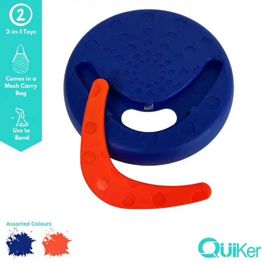 Quiker Pet Products - Blue 2-in-1 Frisbee & Boomerang