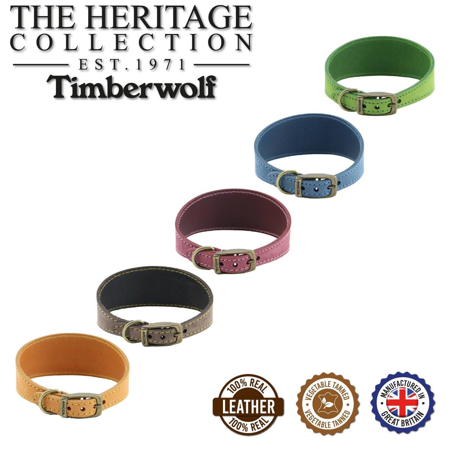 Ancol Pet Products Ltd - Timberwolf Leather Hound  Collar ( Size 30-34cm)