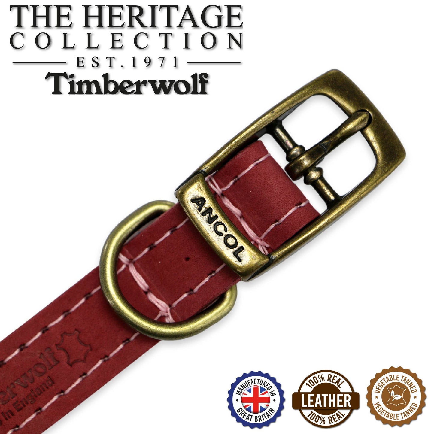 Ancol Pet Products Ltd - Timberwolf Leather Collar Raspberry