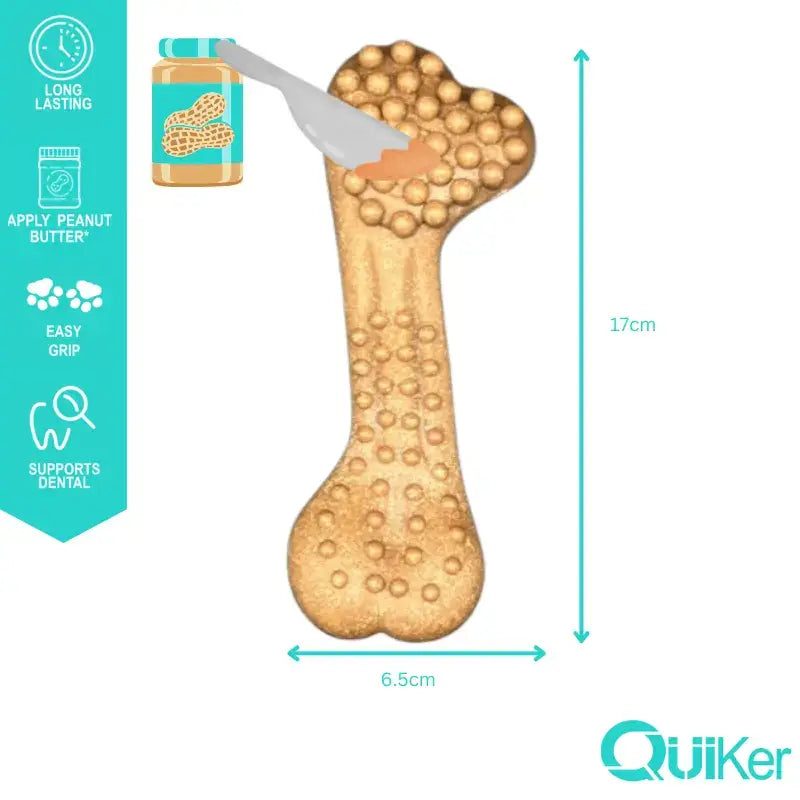 Quiker Pet Products - 17cm Bamboo & Nylon Dental Dog Chew/Toy Bone