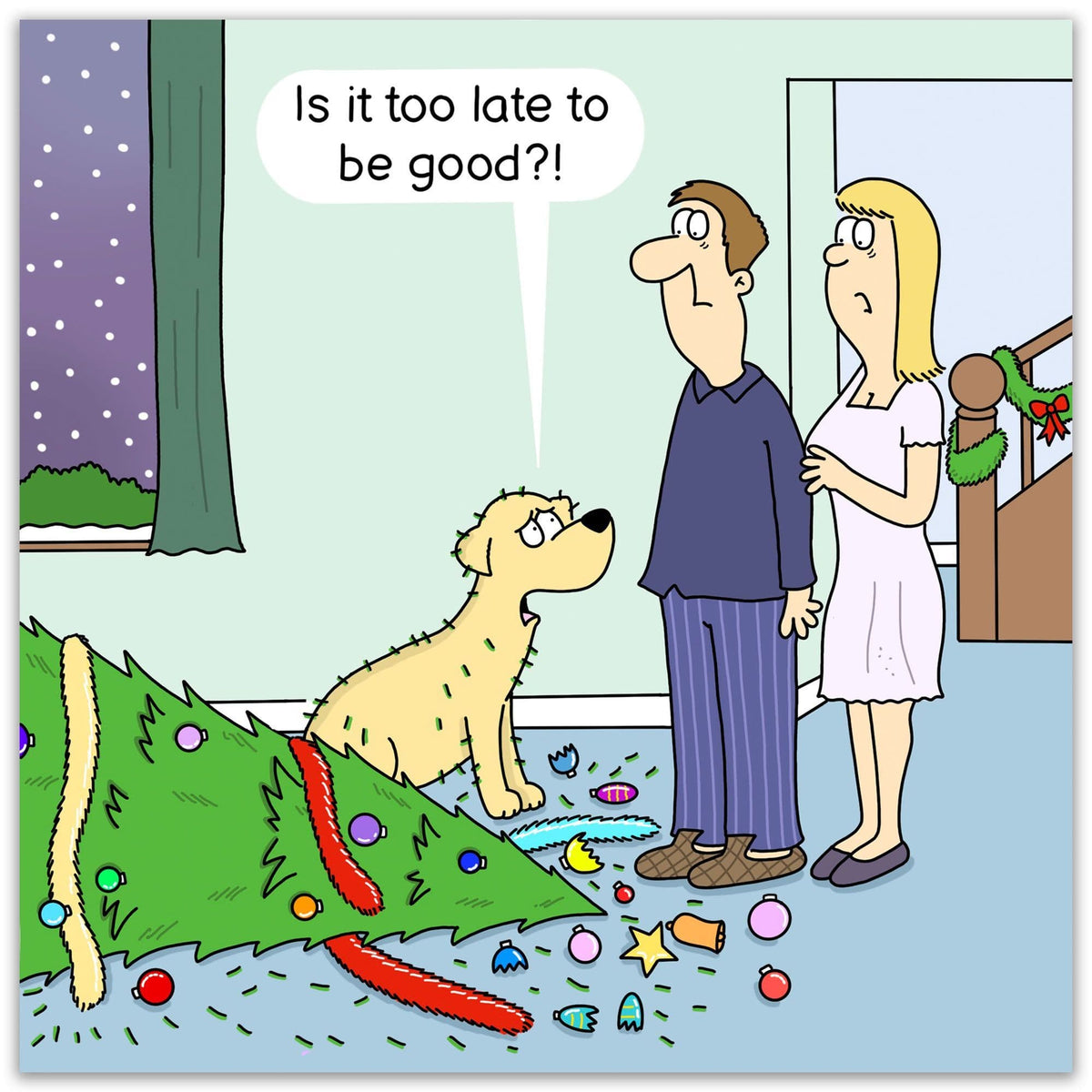 Twizler Ltd - Funny Dog Christmas Card - Is It Too Late To Be Good