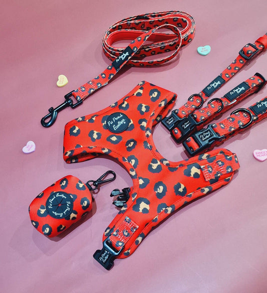 Pet Pooch Boutique - Red Leopard Print Dog Bow Tie  (UK handmade)