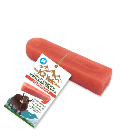 Real Pet Supplies - K2 Yak Chews 100% Natural Dog Treats Strawberry Medium