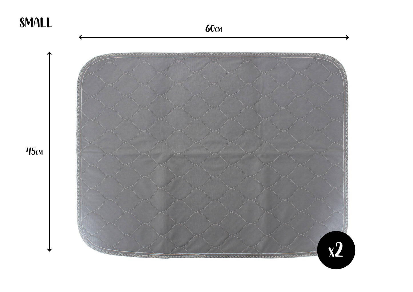 Pet Wiz - Two Pack of Reusable, Washable, Pet Pads in Grey