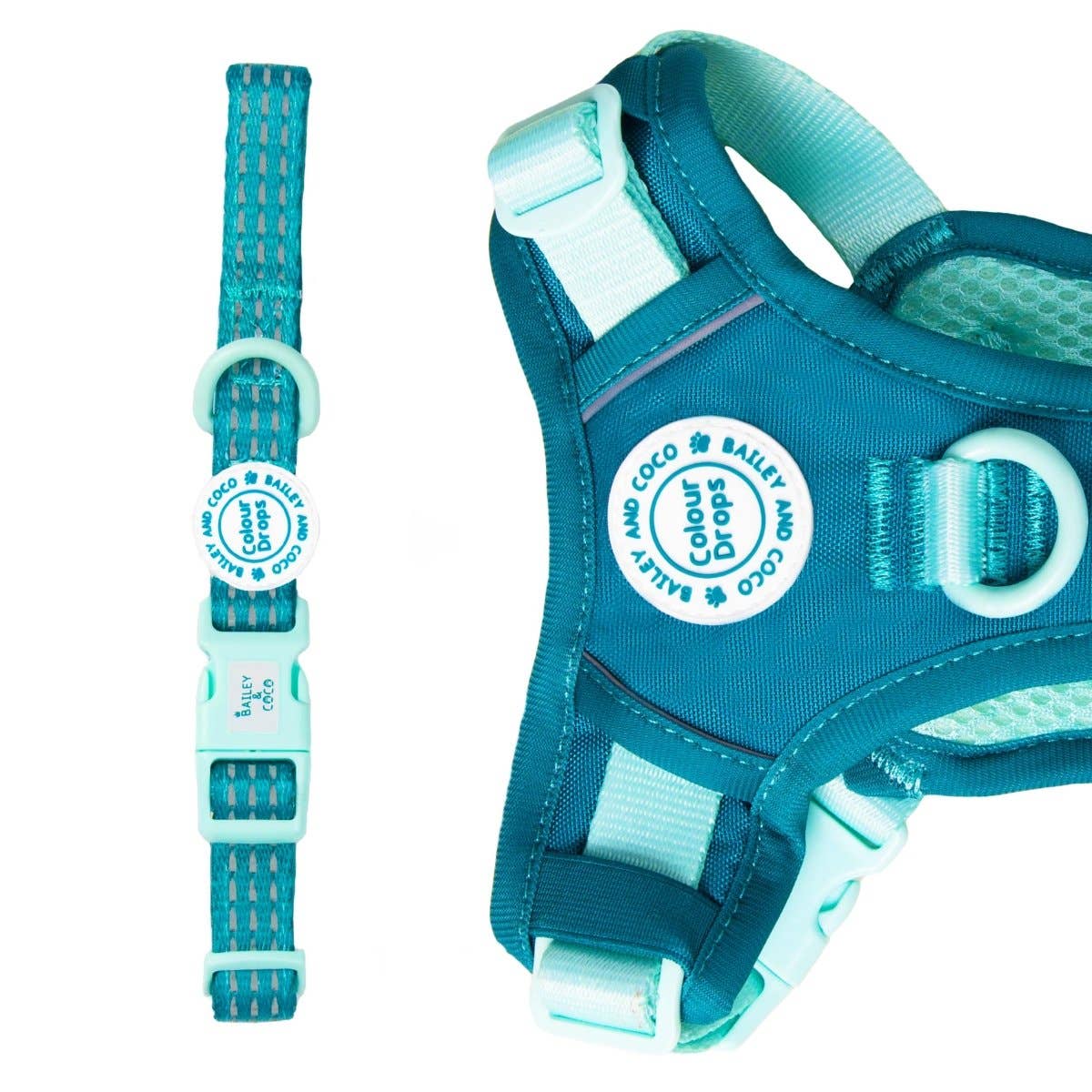 Bailey and Coco - Trail & Glow® Adjustable Collar - COLOUR DROPS® - Ice Teal