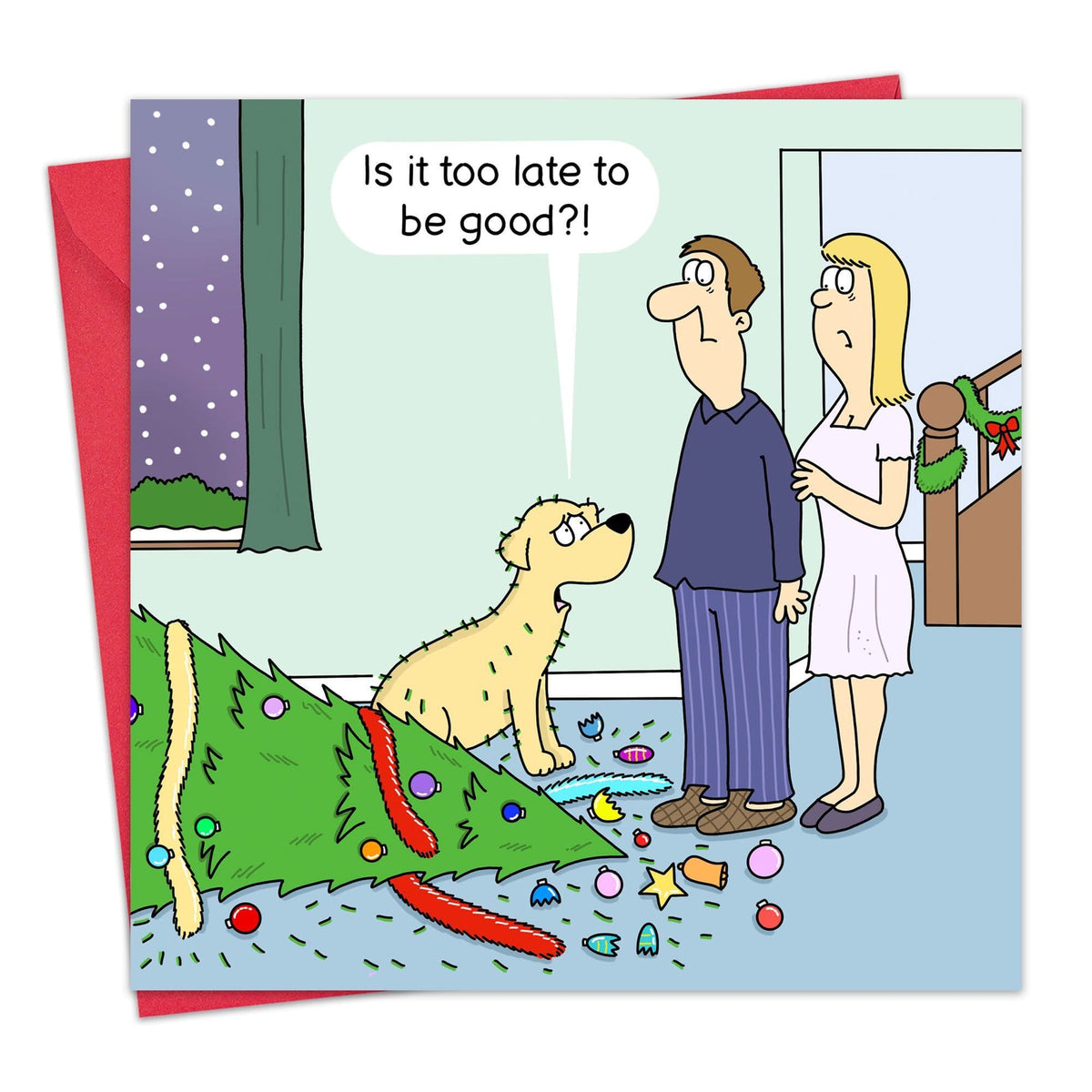 Twizler Ltd - Funny Dog Christmas Card - Is It Too Late To Be Good