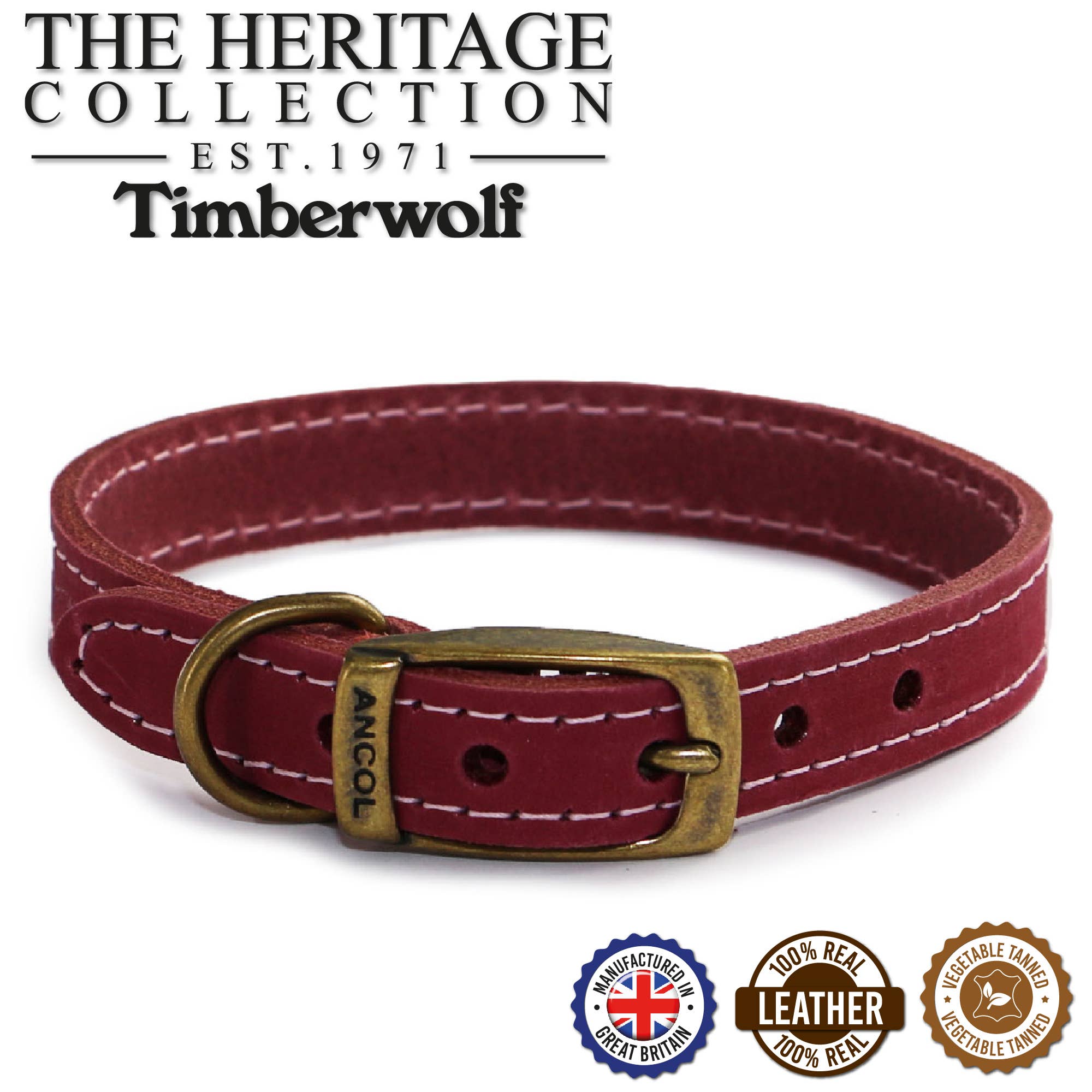 Ancol Pet Products Ltd - Timberwolf Leather Collar Raspberry