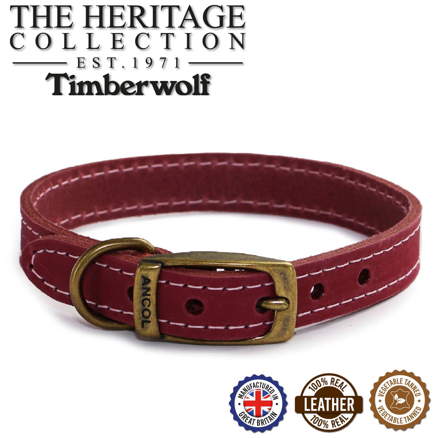 Ancol Pet Products Ltd - Timberwolf Leather Collar Raspberry