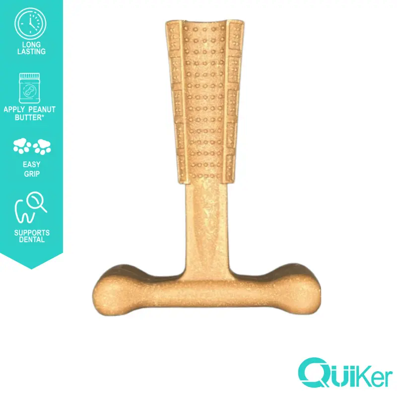 Quiker Pet Products - 18cm Bamboo & Nylon Dental Chew/Toy T-Bone