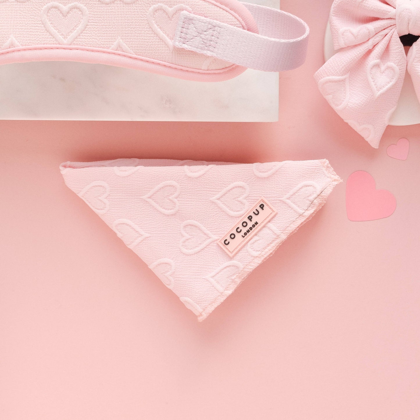Cocopup London - Luxe Bandana - Baby Pink Heart