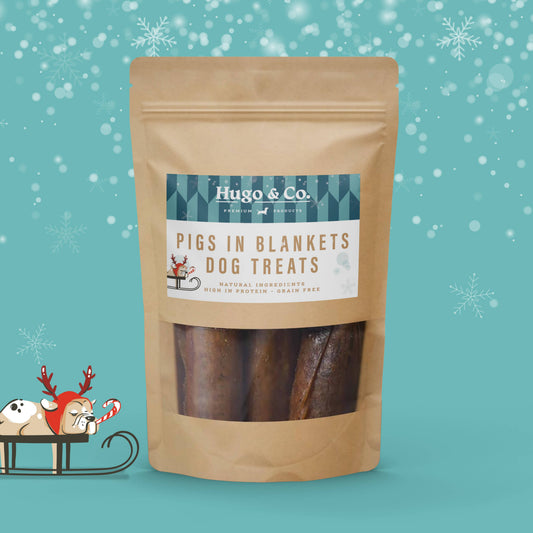 Hugo & Co Dog Treats - Christmas Pigs In Blankets Dog Treat Bag