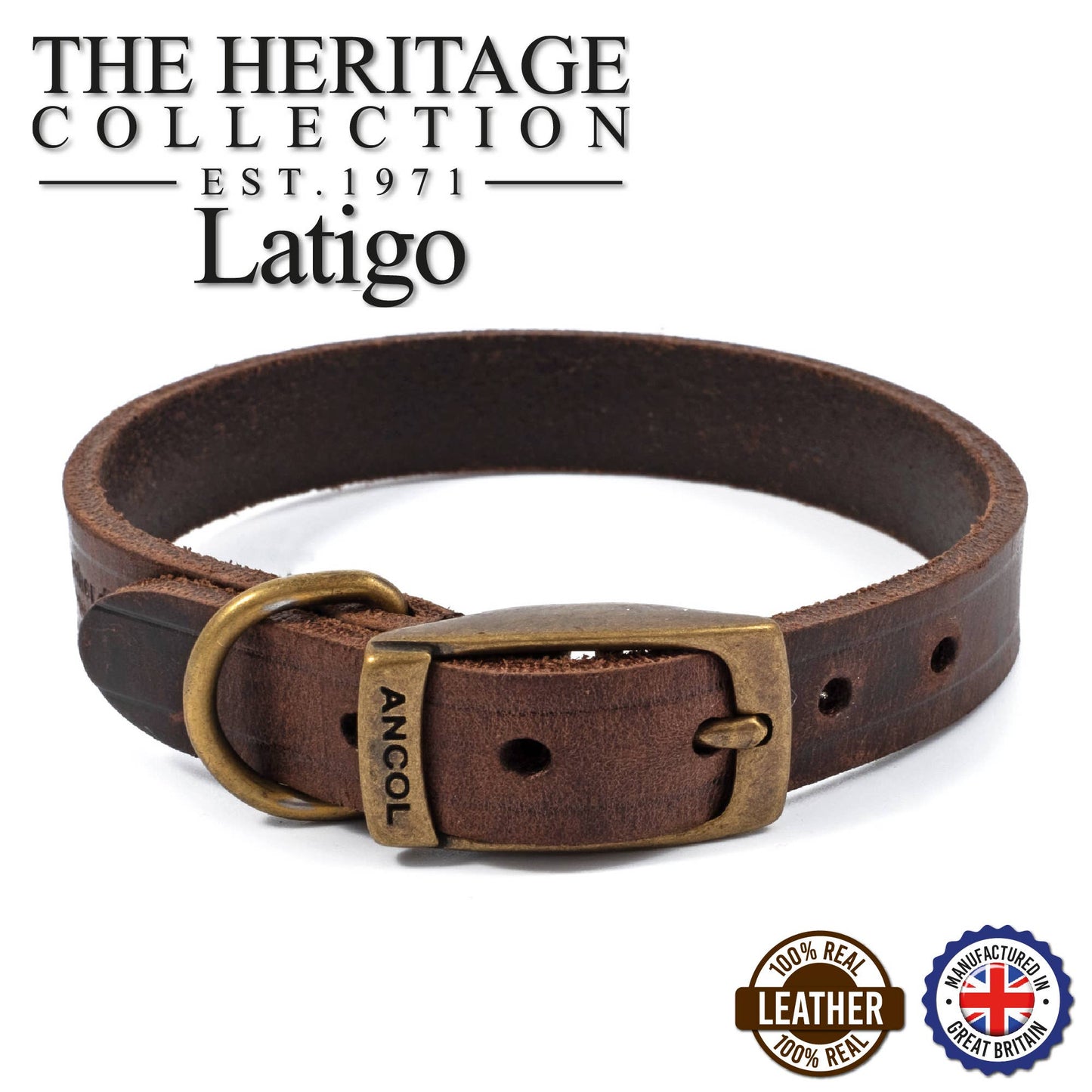 Ancol Pet Products Ltd - Latigo Leather Collar Havana