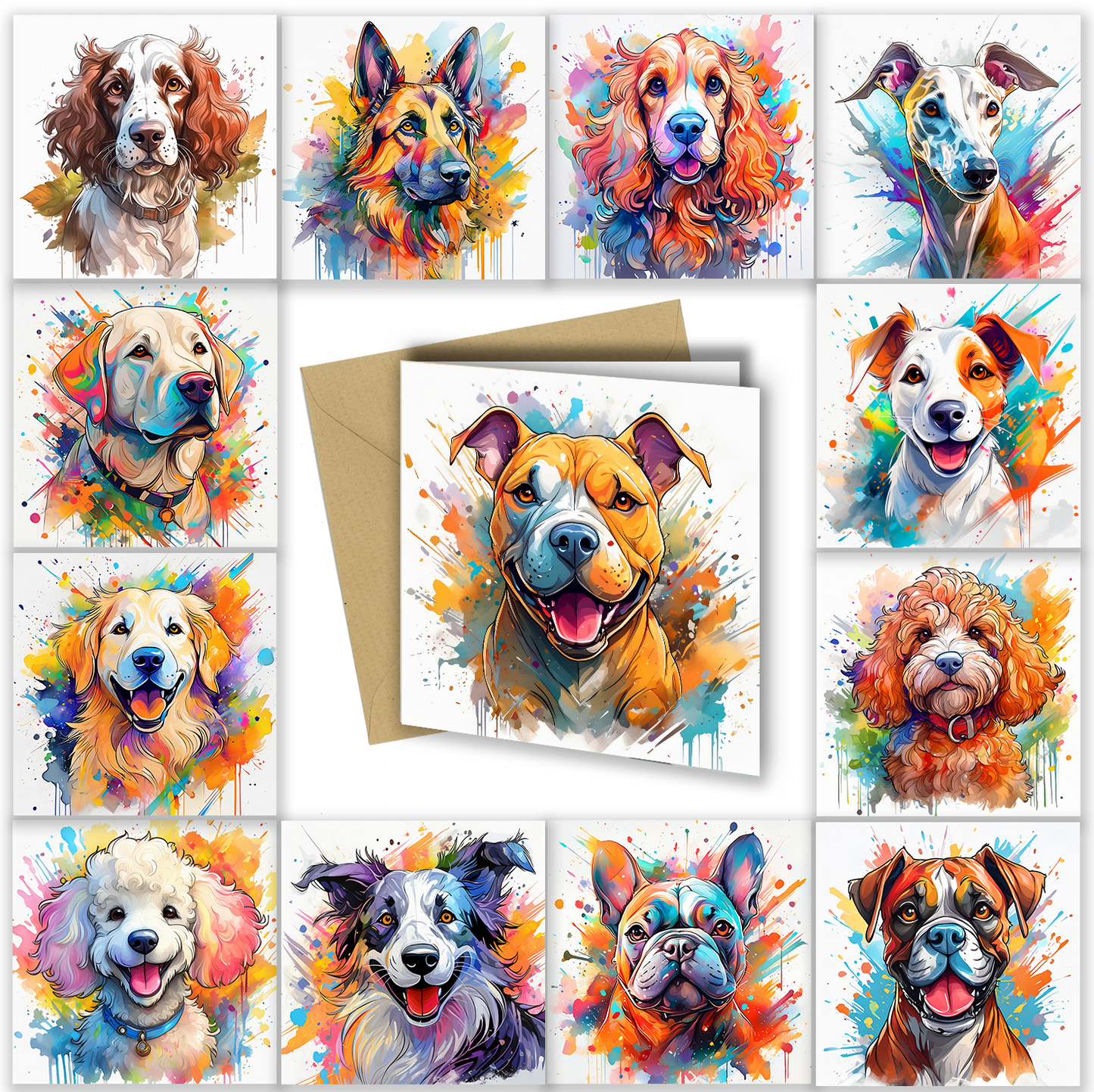 Dog/Puppy Splash of Watercolor / Watercolour, Birthday