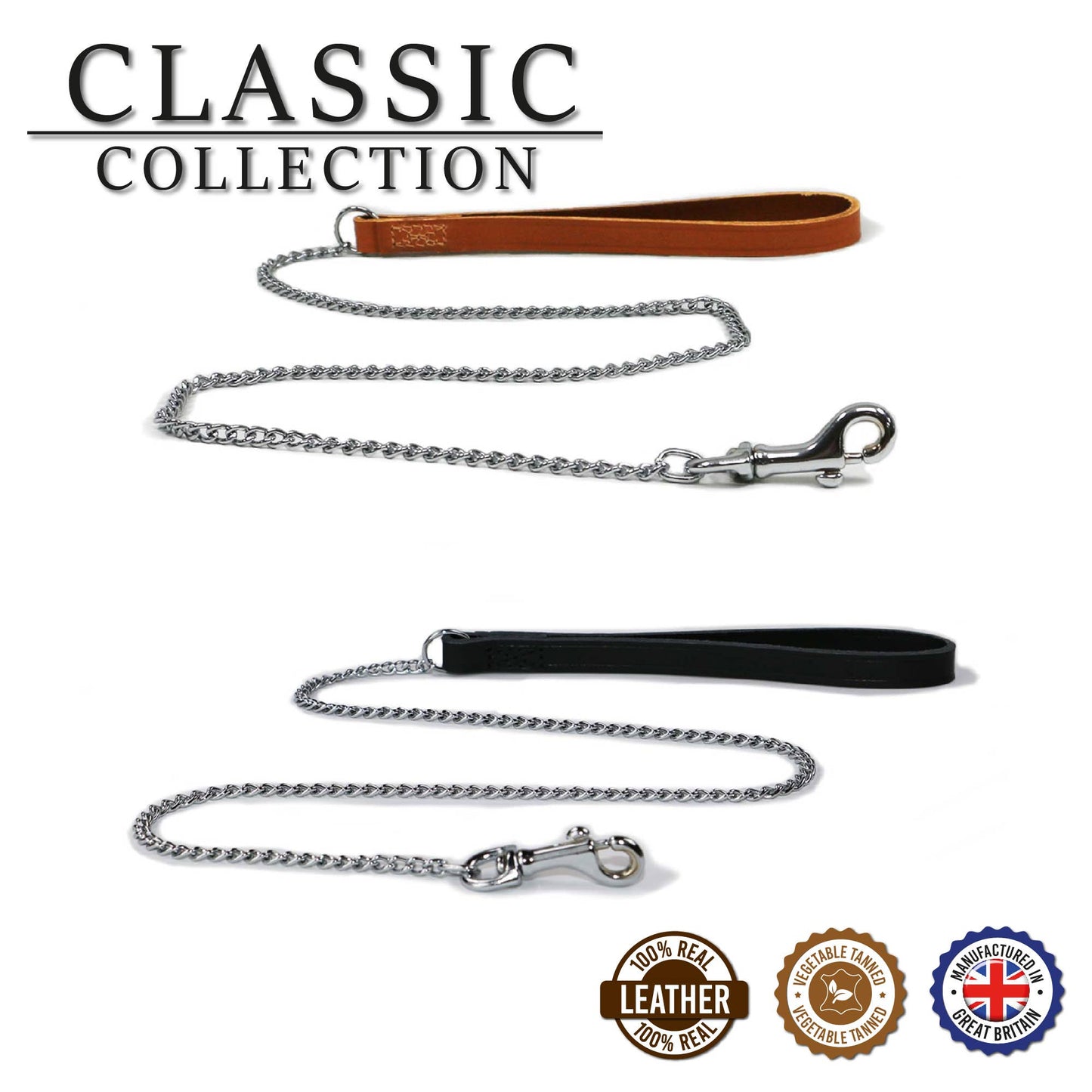 Ancol Pet Products Ltd - Heritage  Collection Leather & Chain Lead TAN