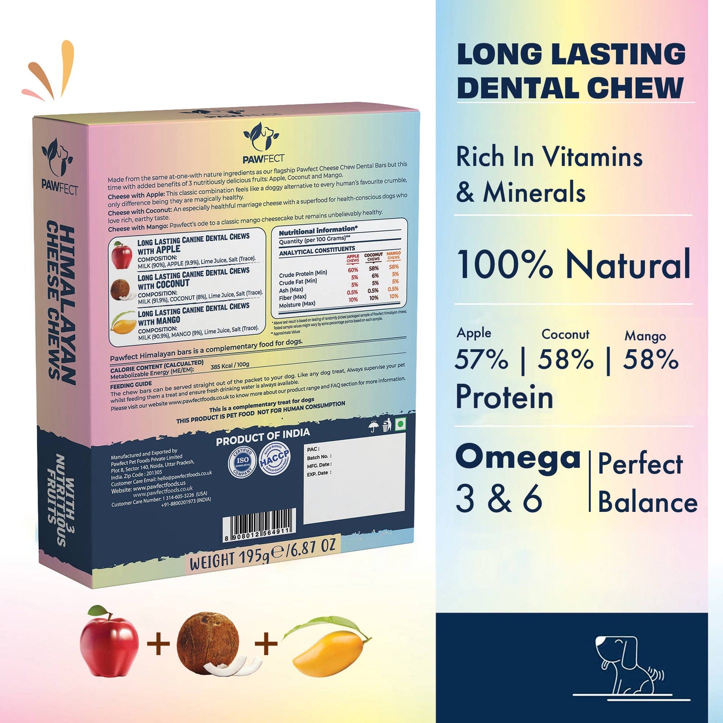 Pawfect Foods - Himalayan Cheese Chews with Apple, Mango & Coconut
