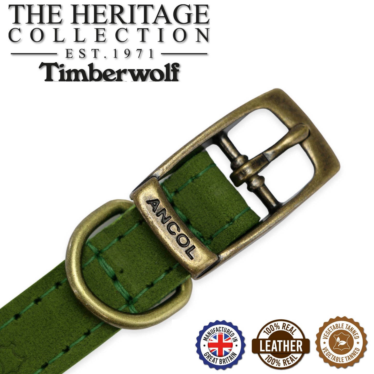 Ancol Pet Products Ltd - Timberwolf Leather Collar Green