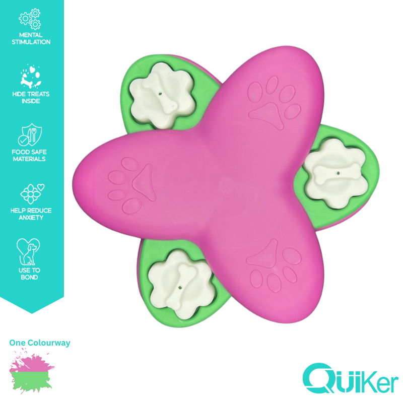 Quiker Pet Products - Flower Puzzle Toy - Dog Toy - Brain Training