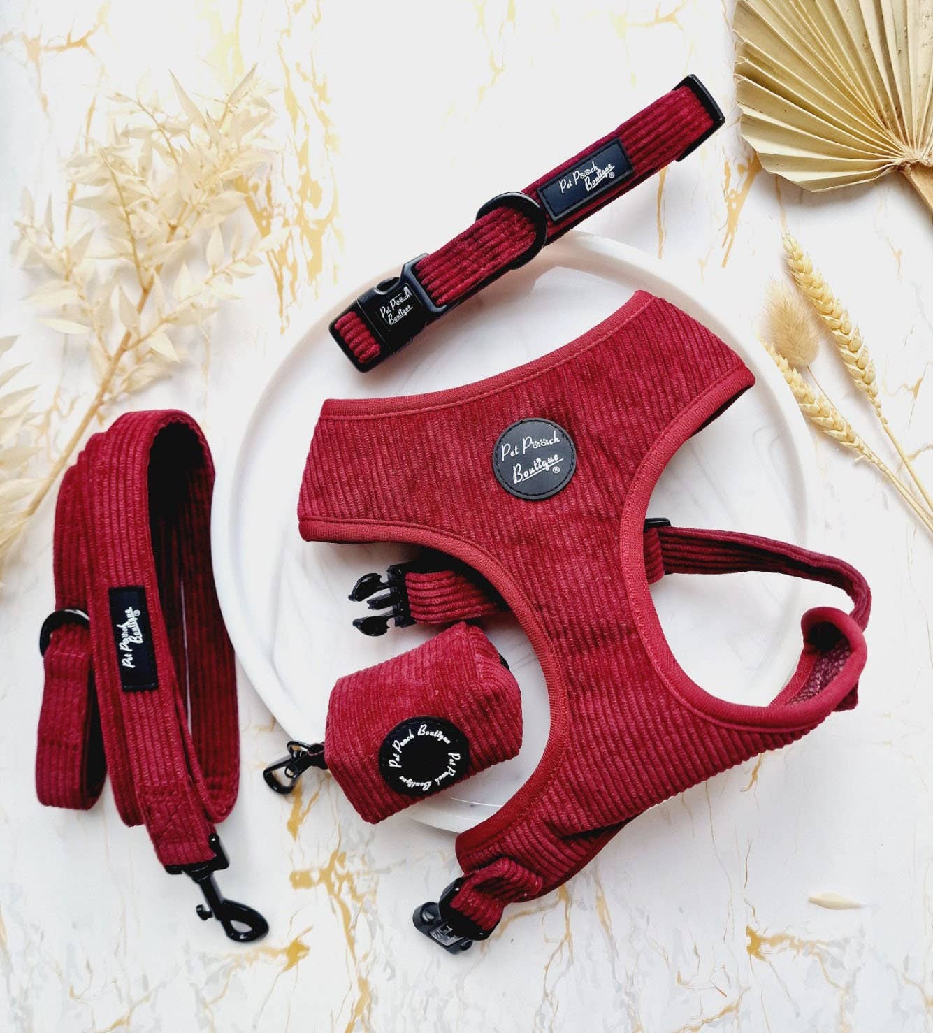 Pet Pooch Boutique - Burgundy Red Cord Collar