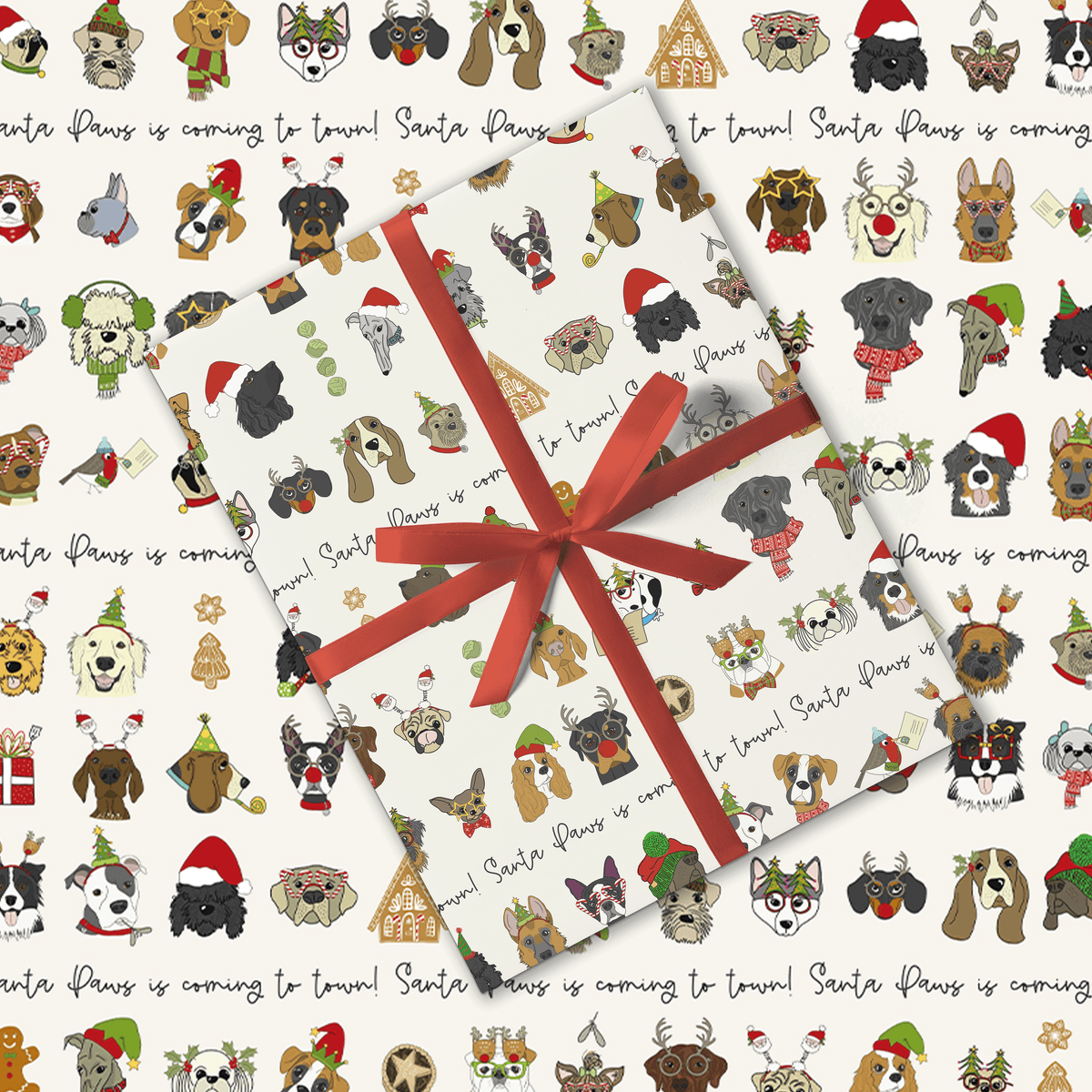 Dandelion Stationery - Gift Wrap - Santa Paws - Dogs