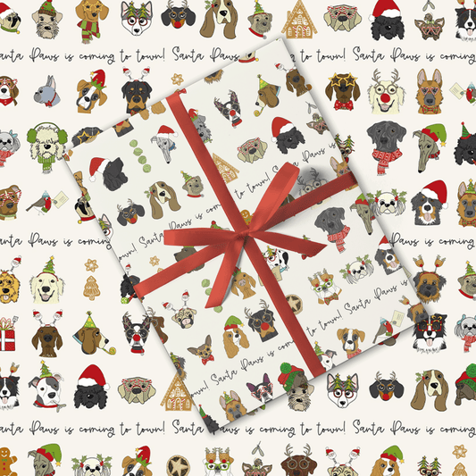 Dandelion Stationery - Gift Wrap - Santa Paws - Dogs