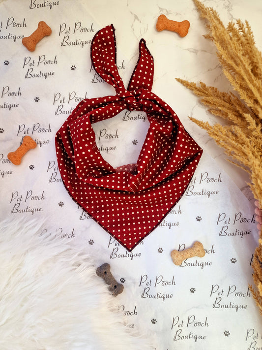 Pet Pooch Boutique - Olde English Red Polka Dot Dog Bandana (classic) - Handmade