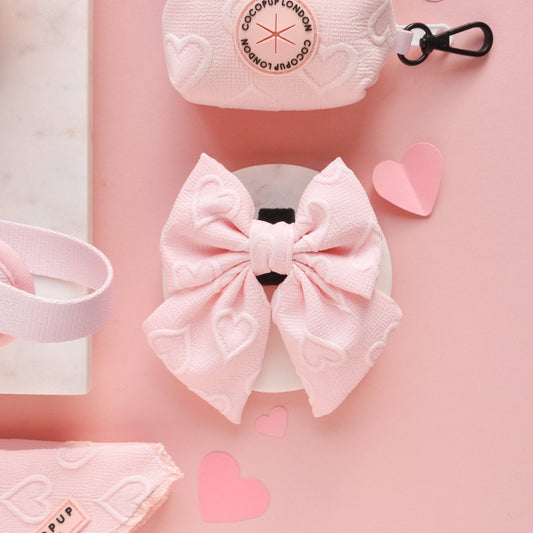 Cocopup London - Luxe Sailor Bow Tie - Baby Pink Heart