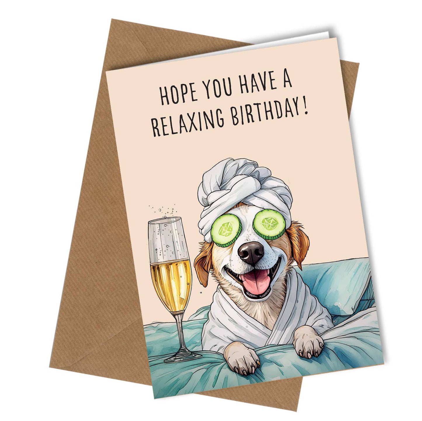 #380 Dog relaxing Funny Birthday Card / friend, mum, sister