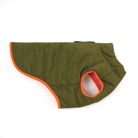 Victory Pet Products Ltd - Reversible Puffer Dog Coat - Khaki / Orange