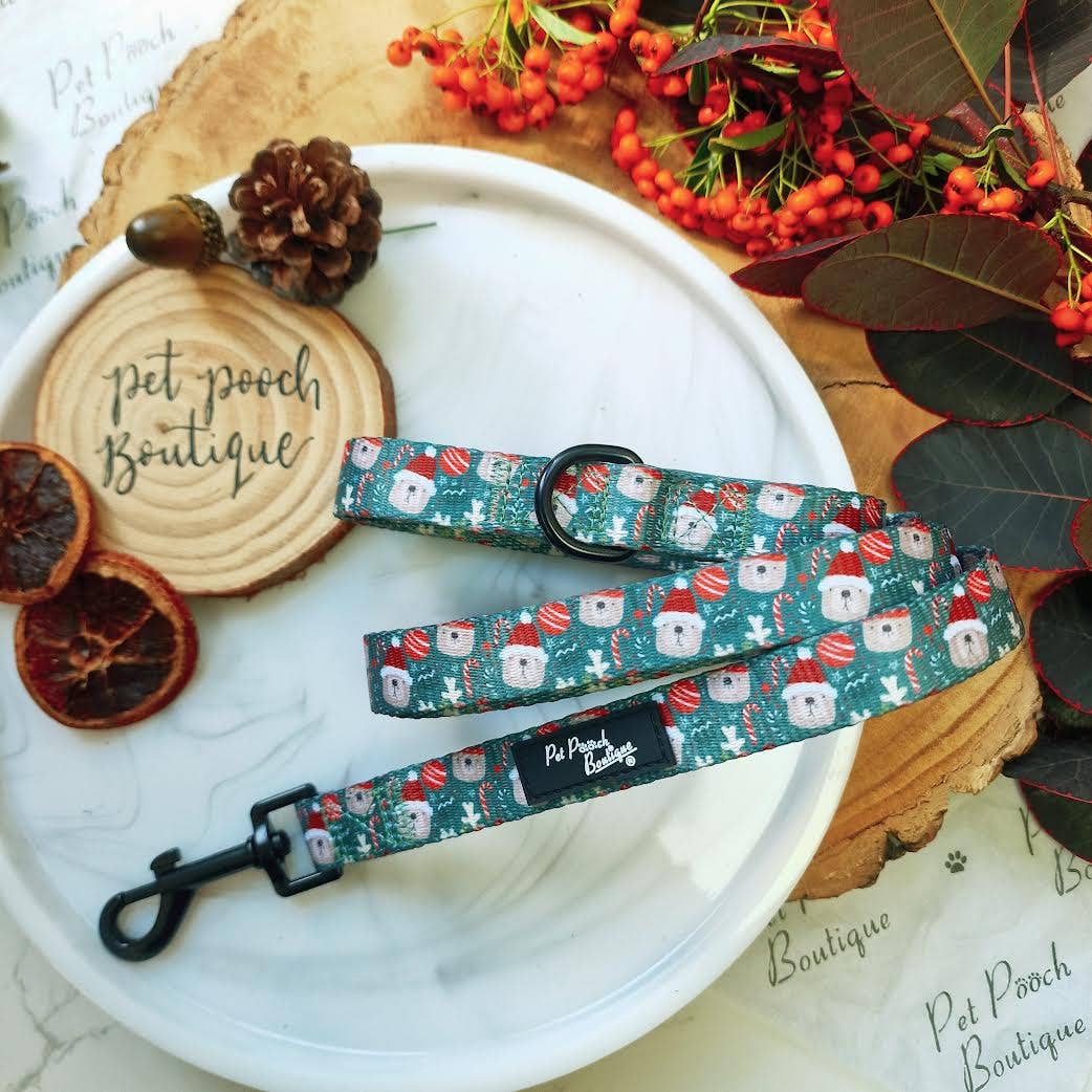 Pet Pooch Boutique - Jolly Bear Christmas Dog Lead - Green