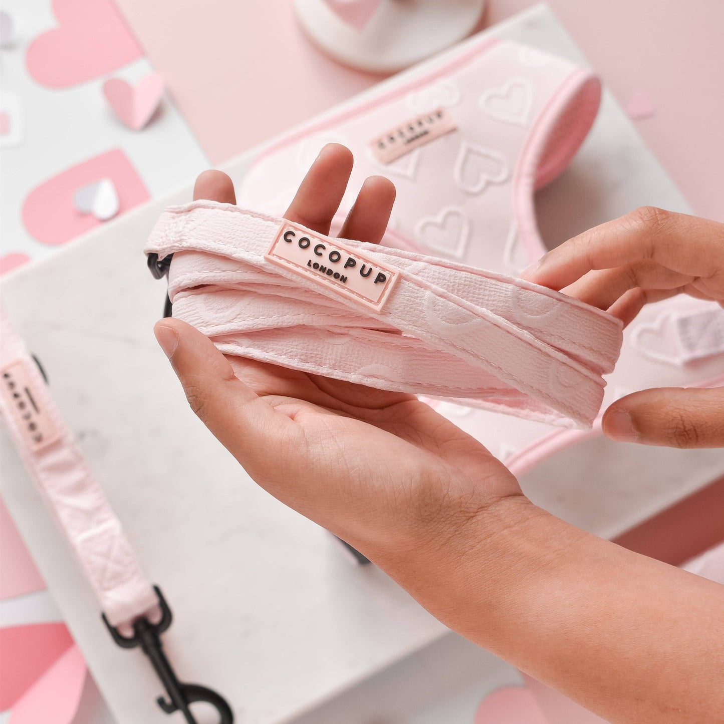 Cocopup London - Luxe Dog Leash - Baby Pink Heart